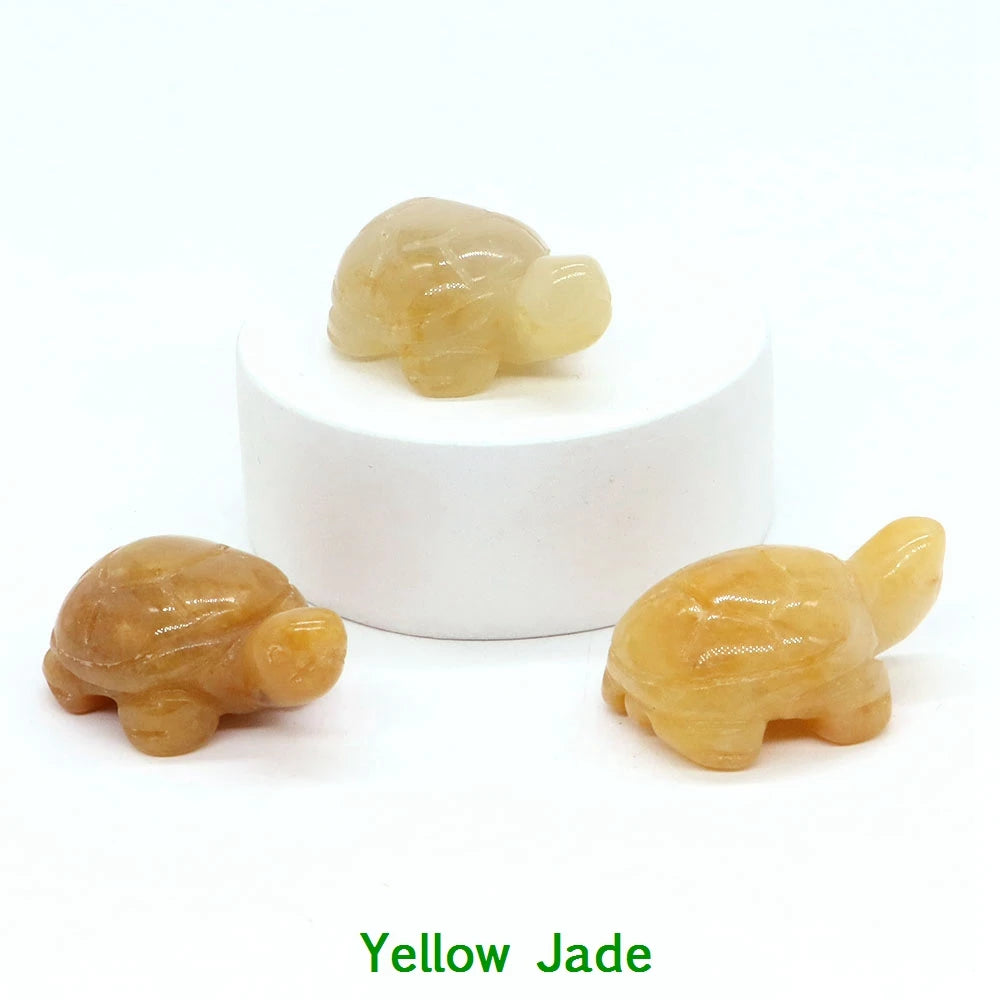 1.2" Mini Natural Crystal Stone Turtle Statue Reiki Healing Tortoise Figurine Amulet Fengshui Sculpture for Home Office Decor