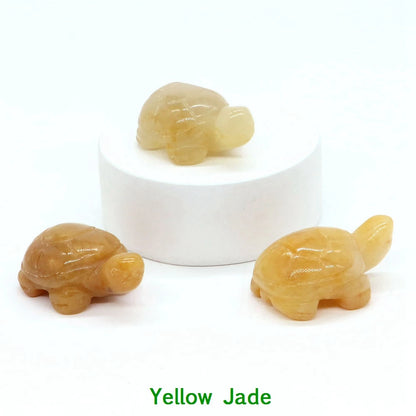 1.2" Mini Natural Crystal Stone Turtle Statue Reiki Healing Tortoise Figurine Amulet Fengshui Sculpture for Home Office Decor
