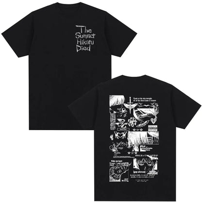 Anime The Summer Hikaru Died Hikaru Yoshiki Manga Short Sleeve T-shirts Men Women Fashion Cotton Casual Oversized T Shirt Couple