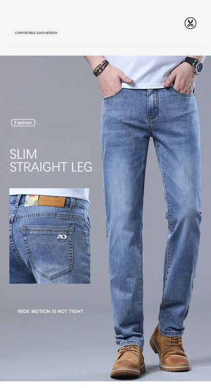 Light Blue Slim Fit Jeans - Stylish Casual Stretch Denim Pants - ZOOMNSTORE