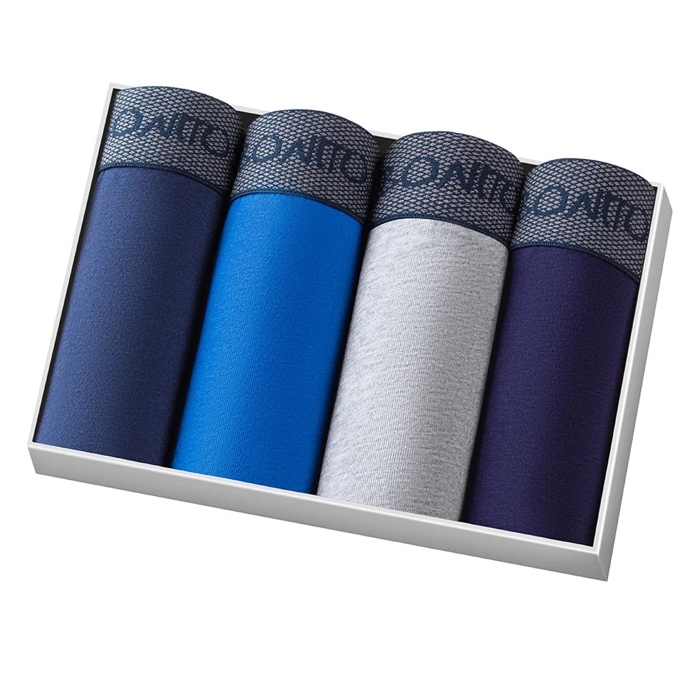 Mens Cotton Boxer Shorts - 4-Pack Underwear Set Soft and Comfortable