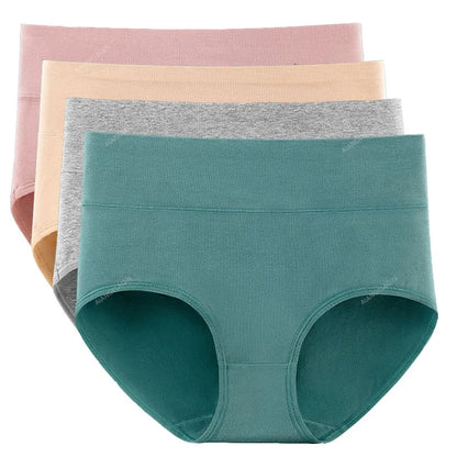 New 4Pcs/Lot High Waist Panties Women Underwear Plus Size Cotton Briefs Girls Shapers Abdominal Underpants Female Sexy Lingeries