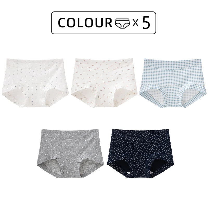 FallSweet 5/10PCS Plus Size Cotton Panties Seamless Women Mid-Rise Underwear Soft Breathable Underpants Briefs Female Lingerie