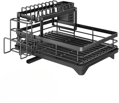 Stainless Steel Dish Rack – Kitchen Drying Rack With Cutlery Holder & Drainboard Organizer