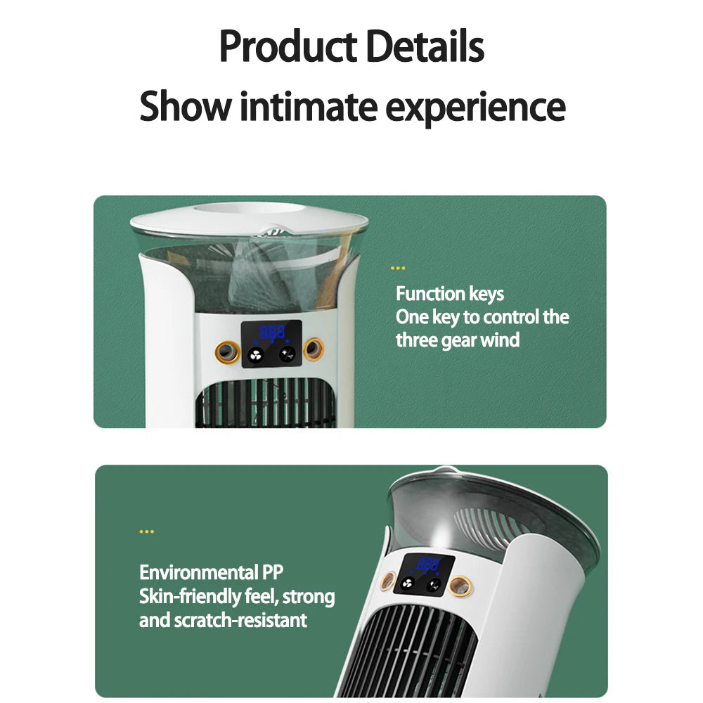 Mute Desktop USB Mini Portable Air Conditioner Fan for Room Home Camping Humidifier Water Mist Cooling Fan Night Lamp Air Cooler