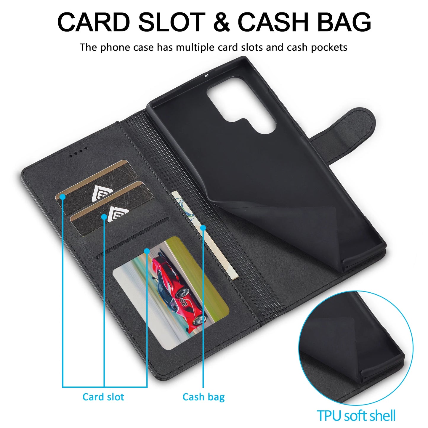 Business Leather Case for Samsung Galaxy S26 S25 Ultra S24 S23 FE S22 S21 S20 S10 Plus Note 20 + Flip Wallet Card Holder Cover