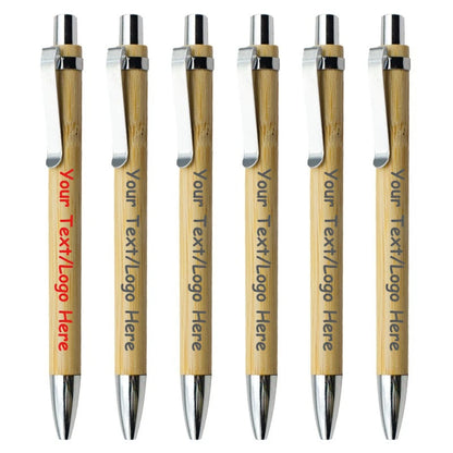 20/50/110PCS Customizable Bamboo Ballpoint Pens Smooth Writing Ideal for School Teachers Offices Advertising Promotional Pens