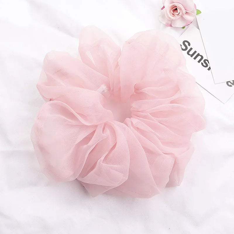 Summer Organza Silk Scrunchies Elastic Hair Bands for Women Fashion Hair Rope Ponytail Holder Ties Girl Hair Accessories
