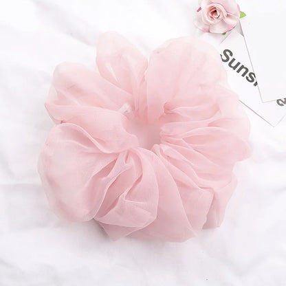 Summer Organza Silk Scrunchies Elastic Hair Bands for Women Fashion Hair Rope Ponytail Holder Ties Girl Hair Accessories