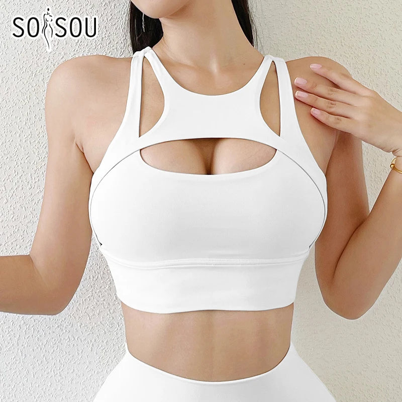 Nylon Gym Bra - Breathable Sports Bra Women | Elastic Workout Crop Top With Removable Chest Pad