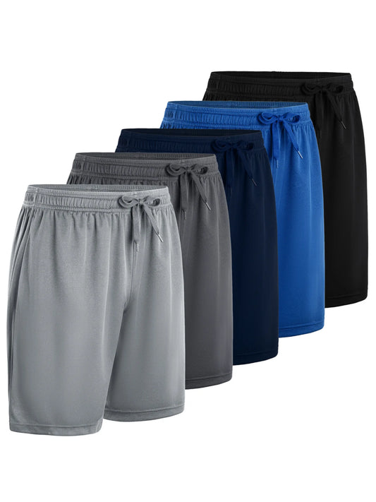 Men's Casual Shorts (5-Pack) – Breathable Drawstring Shorts in Multiple Colors