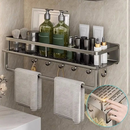 Aluminum Corner Shower Shelf - Wall-Mounted No-Drill Shampoo Storage Rack