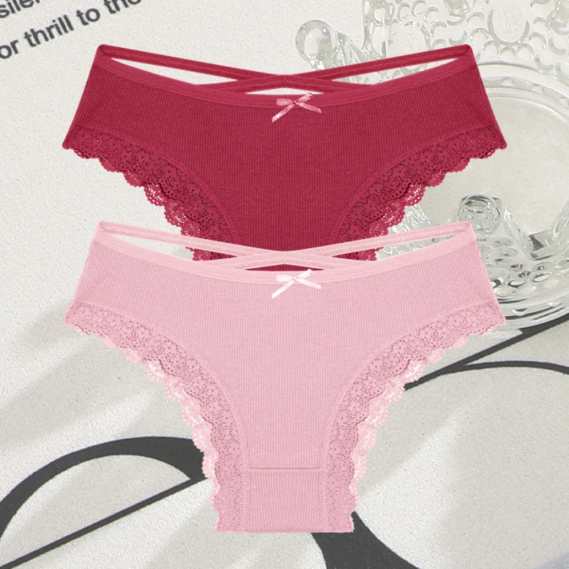Cotton Panties Women - Sexy Lace Brazilian Briefs Low Waist Breathable Underwear