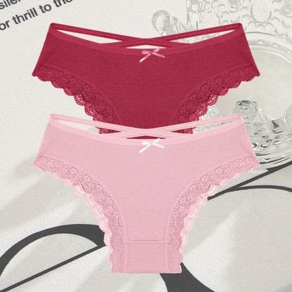 Cotton Panties Women - Sexy Lace Brazilian Briefs Low Waist Breathable Underwear