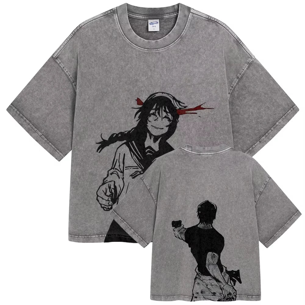 Jujutsu Kaisen T Shirt Men Women Tshirt Gojo Satoru Washed Cotton T-shirt Clothing Summer Short Sleeve Oversized Tees Streetwear