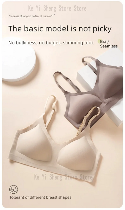 Women's bra, seamless underwear, large breasts, small breasts, gathering, thin semi-fixed cup, beautiful back bra, sexy