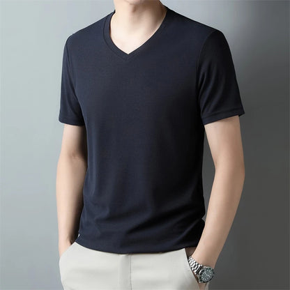 Men's V Neck T-Shirt – Lightweight Summer Shirt With Breathable Waffle Texture