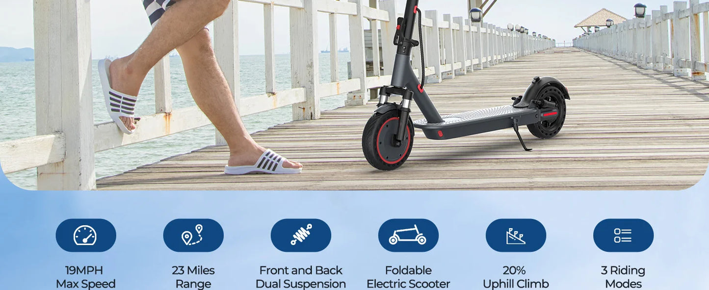 AOVOPRO AP07 Electric Scooter 10.5Ah 19mph APP Smart Control Scooter 8.5inch 23miles Max Range Double shock absorption for Adult