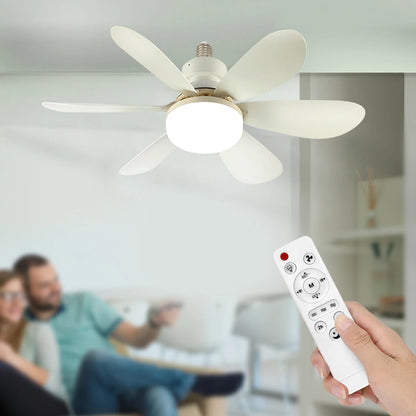 E27 Base 40W LED Ceiling Fan Light 3 Adjustable Lighting Modes Remote Control High Wind Power Electric Fan Light for Living Room