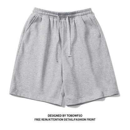 100% Cotton Simple High Street Shorts Men's and Women's Same Summer Loose Five-point Pants White Gray Sports Couple Pants