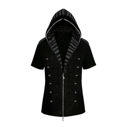 2026 Zebra Print Zip Up Hoodie Women's Clothing Hooded Short Sleeve Sweatshirts Y2k Tops Punk Causal Tees Fashion Summer Hoodies