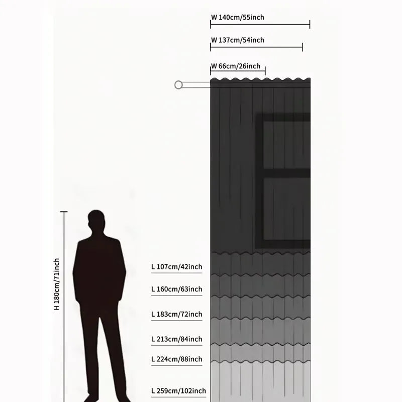 Light Blocking Curtain - Thermal Blackout Curtains for Bay Windows | Heavy Cotton, Double Layer
