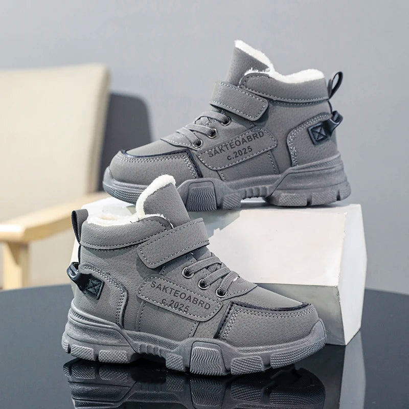 Children's Winter Boots - Waterproof Leather Snow Boots With Anti Slip Sole