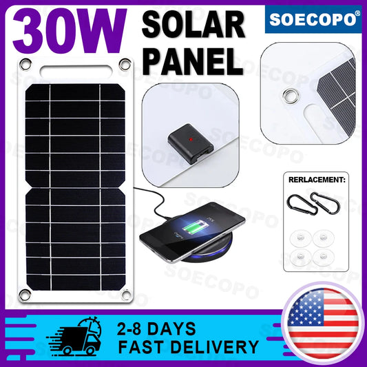 (U.S Stock) 35W Portable Foldable Solar Charger Panel Dual USB Ports Fast Charging  Power Bank iPhone Camping Outdoor Travel