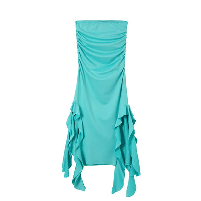 One Shoulder Dress - Slim Fit Summer Fashion Bra Wrap Ankle Length Dress