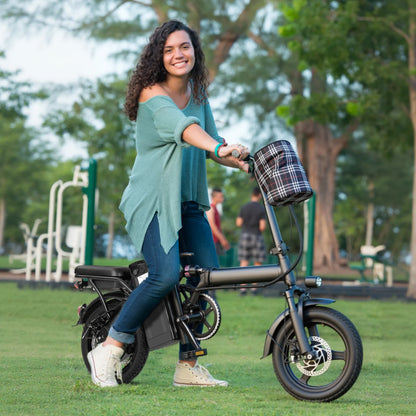 1Year Warranty 500W Adult Electric Bike 20MPH 48V10.4Ah with Dual Disc Brake 14 Inches Folding Electric Bike 22 Mile Range