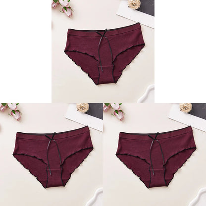 Cotton Women's Panties - Breathable Mid Rise Underwear With Bowknot Design