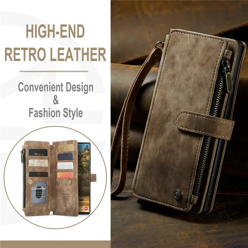 Flip Leather Phone Case For Samsung Galaxy S25 Edge S24 S26 Ultra S23 FE S22 S21 S20 Plus Note20 A16 A56 A17 A37 A57 Wallet Etui