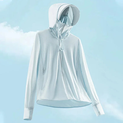 Summer sun protective clothing ultra-thin breathable sun protective clothing women's UV-proof large size hooded ice silk skin cl
