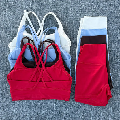 2 Piece Yoga Clothes Women's Tracksuit Athletic Wear Fitness Suit Gym Workout Push Up Clothes Sports Bra Yoga Shorts Suit