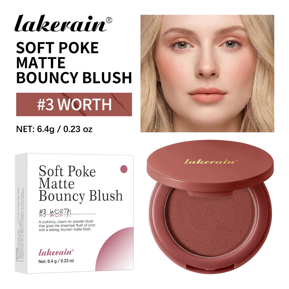 New Matte Blush Cream to Powder Cushiony Bouncy Texture Long Lasting Natural Flush Brightens Face Complexion Woman Makeup