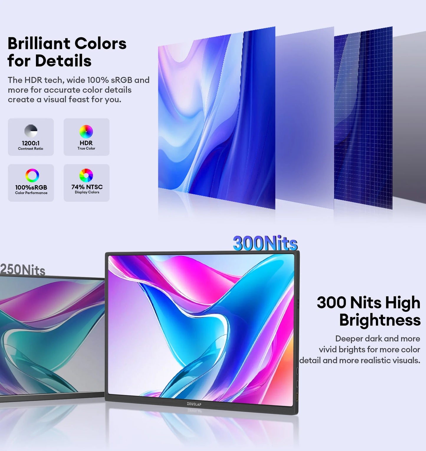 Portable Touch Screen Monitor 16 Inch IPS Panel Travel Display with USB Type-C & HDR10