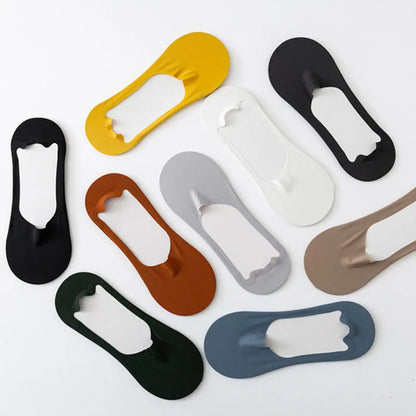 5pairs Men's Cotton Socks Summer Breathable Ultra-thin No Show Ice Silk Sock Silicone Non-slip Bottom Absorb Sweat Men Boat Sock