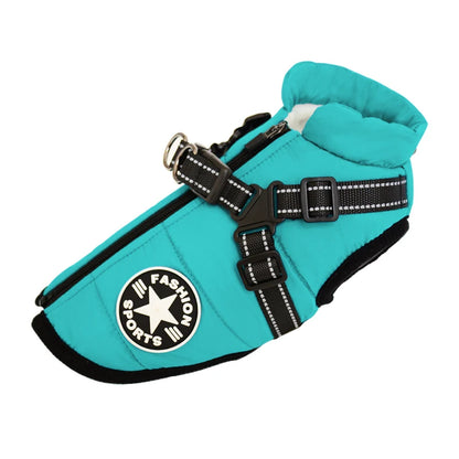 Winter Dog Clothes with Harness Waterproof Warm Pet Dog Cotton Jacket for Small Large Dogs Puppy Clothing French-Bulldog Coat