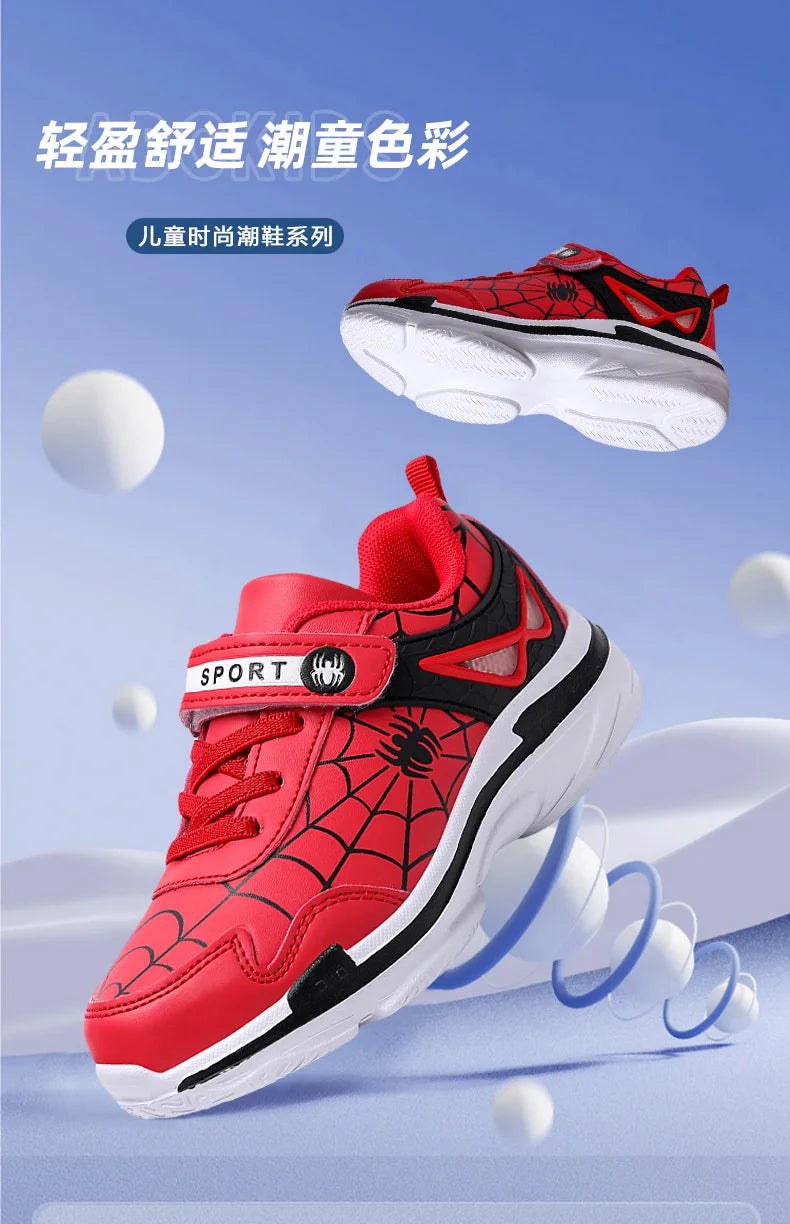 Brand Kids Cartoon Spider Sneakers Boys Comfortable Sports Shoes Outdoor Non-slip Tennis Shoes Lightweight Casual Running Shoes
