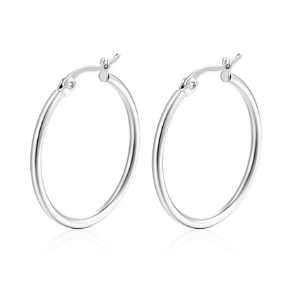 30-80mm Big Simple Classic Hoop Earrings For Women Girls Circle Stainless Steel Earrings Gold Silver Color Round Earings Gift