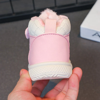 Fleece Lined Sports Shoes – Warm Kids Winter Sneakers with EVA Outsole