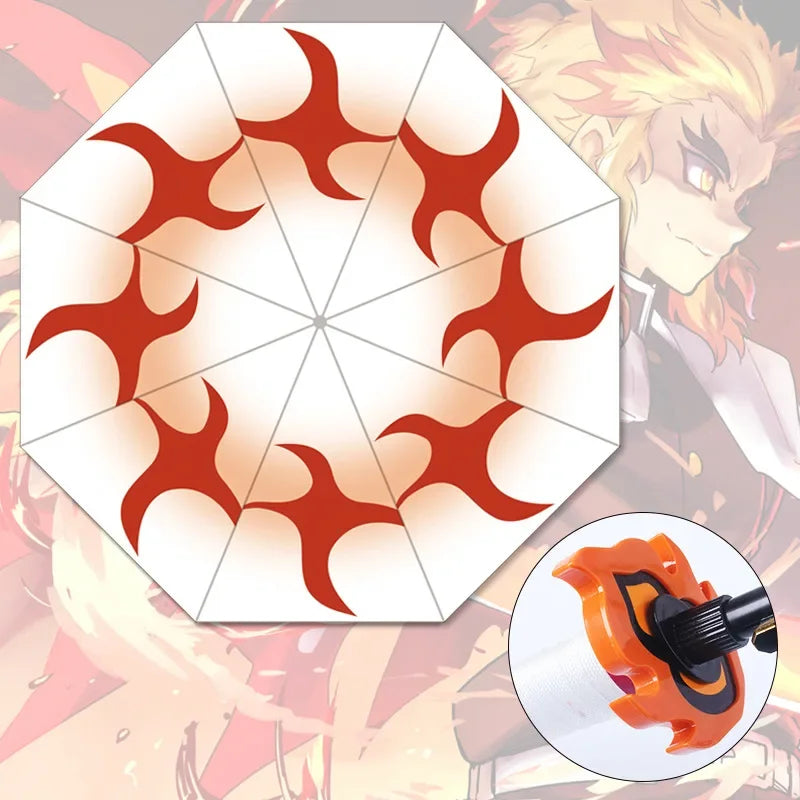 Demon Slayer Katana Umbrella Anime UV Blocking Parasol Raincoa Kyoujurou Real Japanese Katana Samurai Sword Long Umbrella Gift