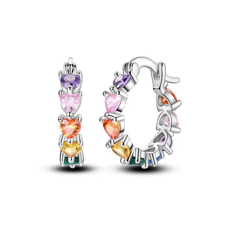 MISEFF Real 925 Sterling Silver Earring Gradual Change Green Blue Colored Zircon Hoop Earrings Engagement Wedding Jewelry Gifts