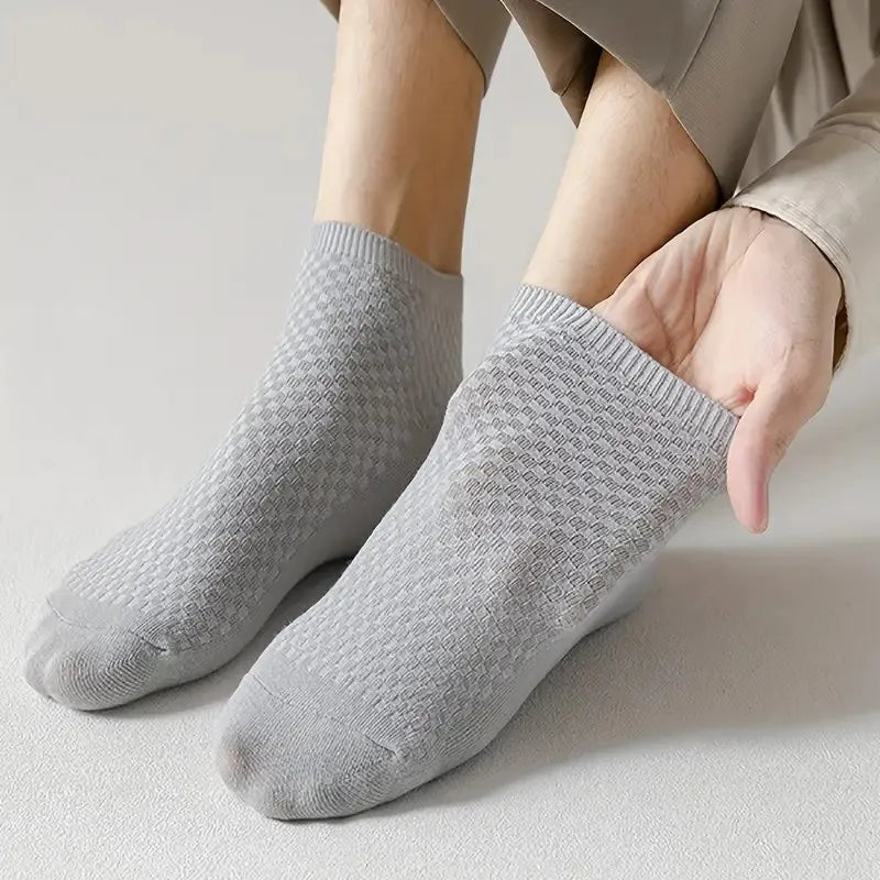 1/5 Pairs Men Bamboo Fiber Business Ankle Socks Spring Summer Lightweight Breathable Odor Proof Sweat Absorbing Leisure Socks
