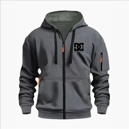 Spring and Autumn Men's Casual Sports Hoodie, Fashionable Arm Pocket Drawstring Hoodie Men's Loose Long-sleeved Shirt Pullover