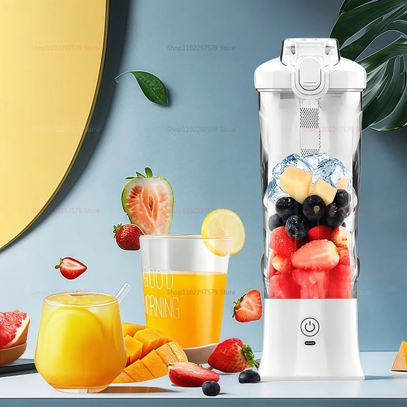 Portable Electric Juicer - USB Rechargeable 600ml Mixer for Milkshakes and Juice