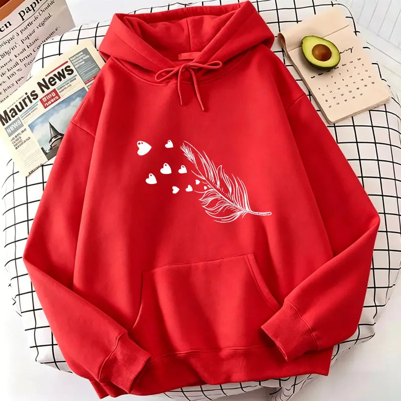Retro Love Heart with Leaf Casual Hoodies Sweatshirts Men Women Fashion Clothing Hooded Casual Y2k Sweatshirt