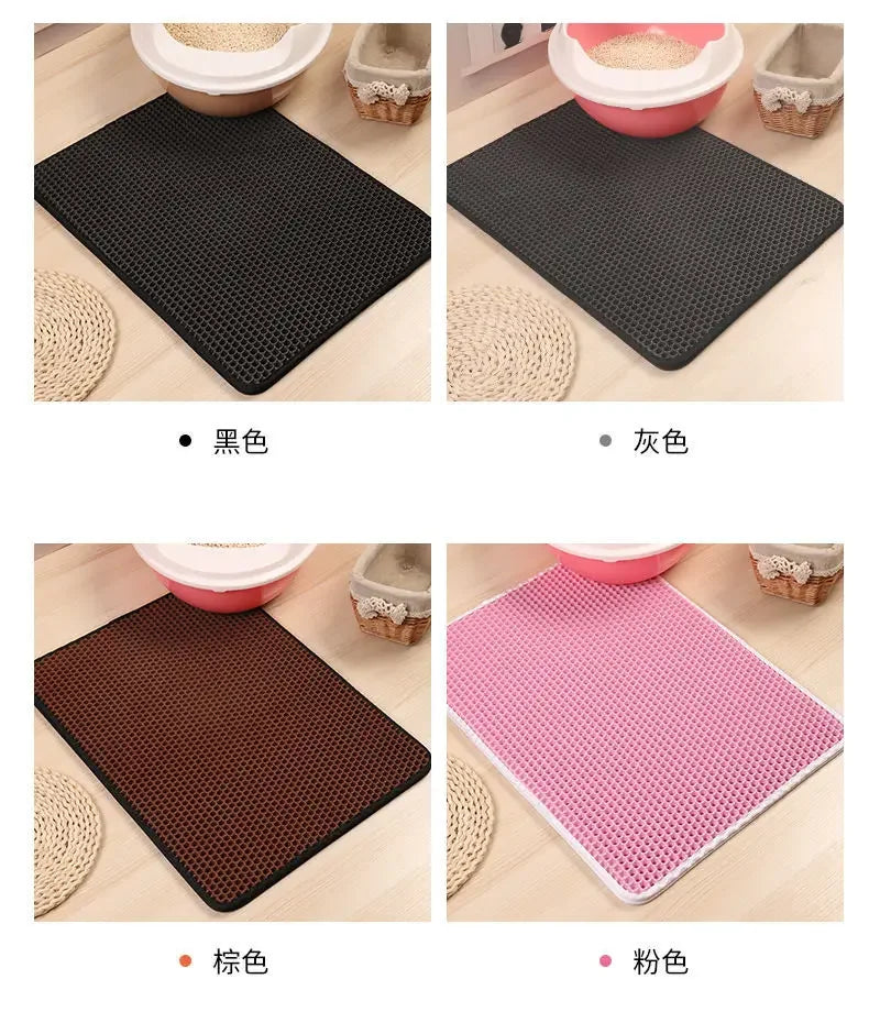 Cat Litter Mat with Gift Double Layer Waterproof Pet Litter Box Mat Non-slip Sand Cat Pad Washable Bed Mat Clean Pad Products