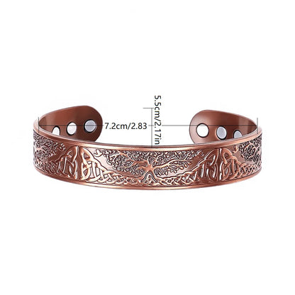 Viking Tree of Life Celtic Knot Zinc Alloy Magnetic Bracelet Ring Set Open Cuff Vintage Healing Jewelry for Men Women