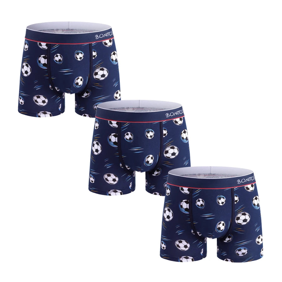 3pcs Print Men's Panties BONITOS Letter Waistband Boxer Briefs Cotton Underwear Mens Boxers Classic Men Underpants